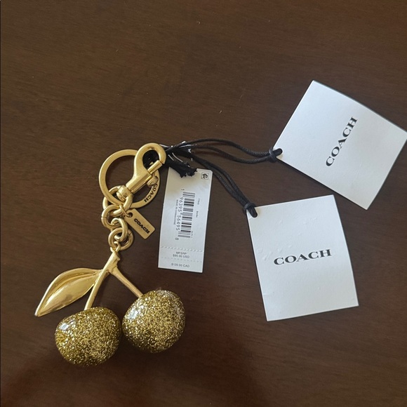 NWT Coach Gold Glitter Cherry Bag Charm Retail $95 - Picture 6 of 7